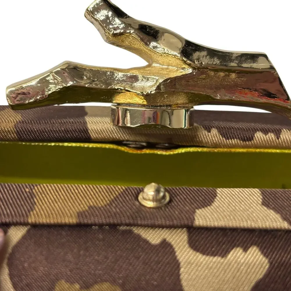 Diane Von Furstenberg Satin Leopard Clutch Love Knot Small DVF 2011 Animal Print